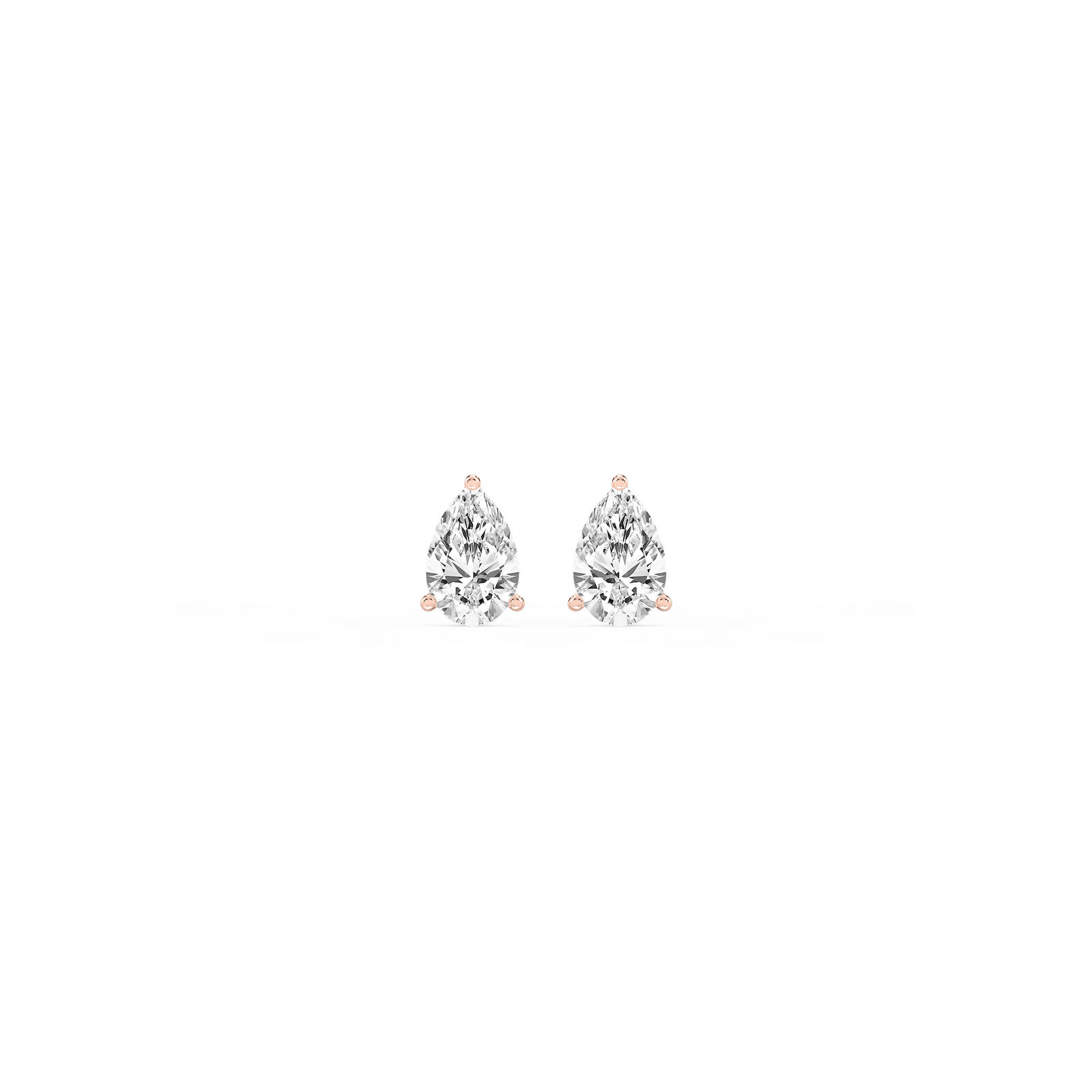 Pear Certified Lab Grown Diamond Classic Three Prong Martini Stud Earrings