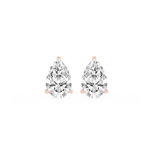 Pear Lab Grown Diamond Classic Three Prong Martini Stud Earrings