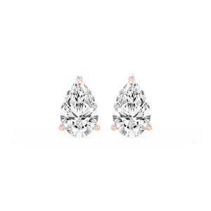 Pear Lab Grown Diamond Classic Three Prong Martini Stud Earrings