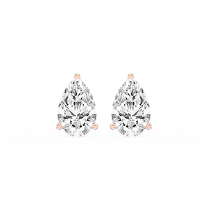 Pear Lab Grown Diamond Classic Three Prong Martini Stud Earrings