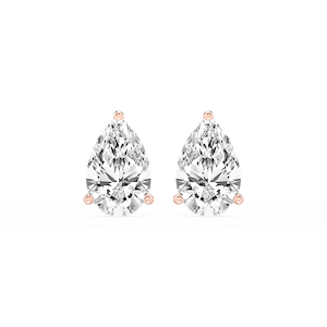 Pear Lab Grown Diamond Classic Three Prong Martini Stud Earrings