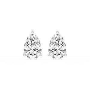 Pear Lab Grown Diamond Classic Three Prong Martini Stud Earrings