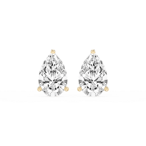 Pear Lab Grown Diamond Classic Three Prong Martini Stud Earrings