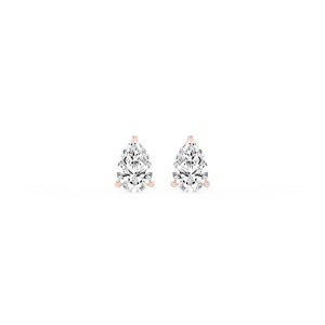 Pear Lab Grown Diamond Classic Three Prong Martini Threaded Stud Earrings