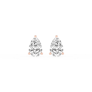 Pear Lab Grown Diamond Classic Three Prong Martini Threaded Stud Earrings