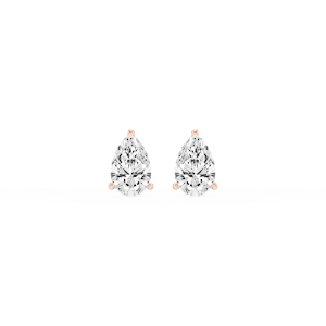 Pear Lab Grown Diamond Classic Three Prong Martini Threaded Stud Earrings