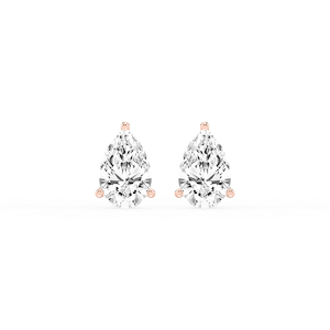 Pear Lab Grown Diamond Classic Three Prong Martini Threaded Stud Earrings