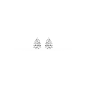 Pear Lab Grown Diamond Classic Three Prong Martini Threaded Stud Earrings