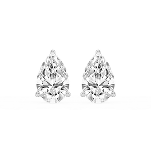 Pear Lab Grown Diamond Classic Three Prong Martini Threaded Stud Earrings