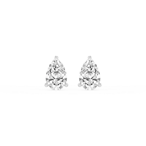 Pear Lab Grown Diamond Classic Three Prong Martini Threaded Stud Earrings