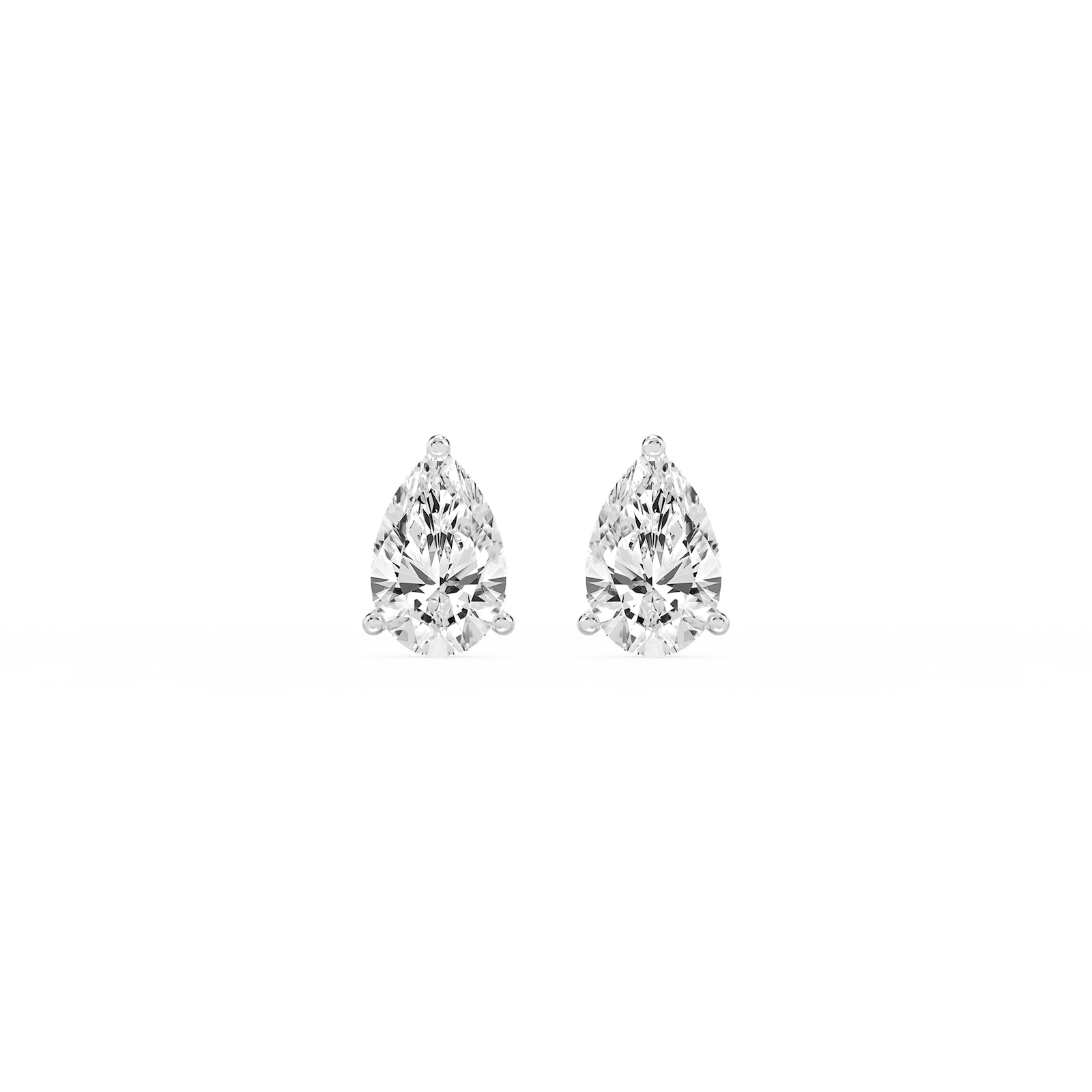 Pear Certified Lab Grown Diamond Classic Three Prong Martini Threaded Stud Earrings