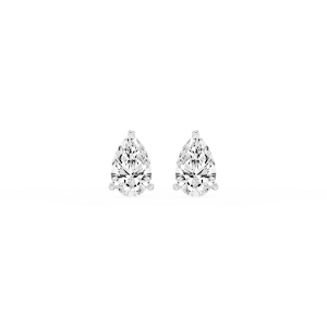 Pear Certified Lab Grown Diamond Classic Three Prong Martini Threaded Stud Earrings
