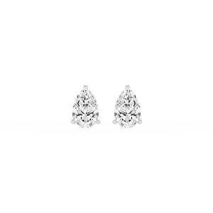Pear Lab Grown Diamond Classic Three Prong Martini Threaded Stud Earrings