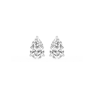 Pear Lab Grown Diamond Classic Three Prong Martini Threaded Stud Earrings