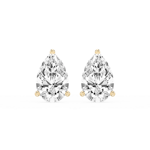 Pear Lab Grown Diamond Classic Three Prong Martini Threaded Stud Earrings
