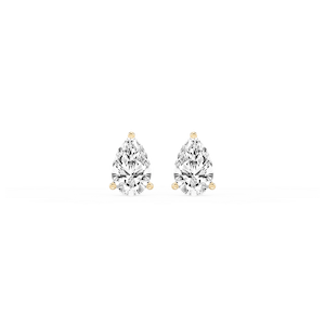 Pear Lab Grown Diamond Classic Three Prong Martini Threaded Stud Earrings