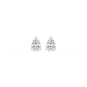 Pear Lab Grown Diamond Classic Three Prong Martini Threaded Stud Earrings