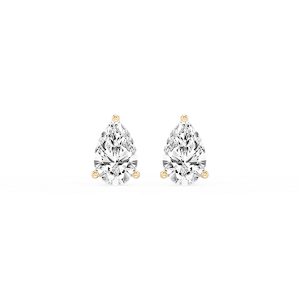 Pear Lab Grown Diamond Classic Three Prong Martini Threaded Stud Earrings