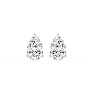 Pear Lab Grown Diamond Classic Three Prong Martini Threaded Stud Earrings