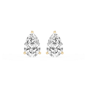 Pear Lab Grown Diamond Classic Three Prong Martini Threaded Stud Earrings