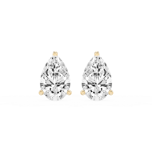 Pear Lab Grown Diamond Classic Three Prong Martini Threaded Stud Earrings