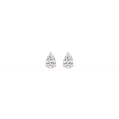 Pear Certified Lab Grown Diamond Three Prong Basket Stud Earrings
