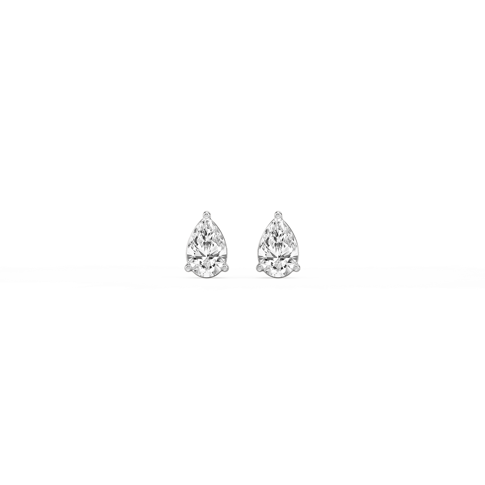 Pear Certified Lab Grown Diamond Three Prong Basket Stud Earrings