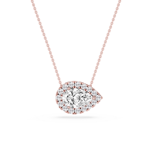 Pear Lab Grown Diamond East West Halo Slide Pendant - 16 to 18 Inches
