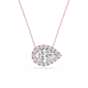 Pear Lab Grown Diamond East West Halo Slide Pendant - 16 to 18 Inches