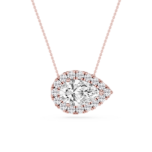 Pear Lab Grown Diamond East West Halo Slide Pendant - 16 to 18 Inches