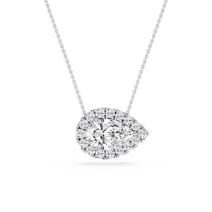 Pear Lab Grown Diamond East West Halo Slide Pendant - 16 to 18 Inches