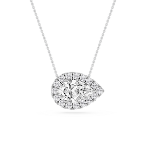 Pear Lab Grown Diamond East West Halo Slide Pendant - 16 to 18 Inches