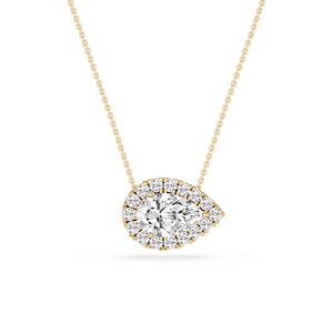 Pear Lab Grown Diamond East West Halo Slide Pendant - 16 to 18 Inches