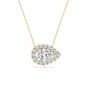 Pear Lab Grown Diamond East West Halo Slide Pendant - 16 to 18 Inches