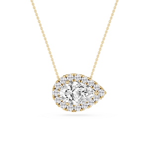Pear Lab Grown Diamond East West Halo Slide Pendant - 16 to 18 Inches