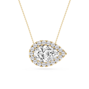 Pear Lab Grown Diamond East West Halo Slide Pendant - 16 to 18 Inches