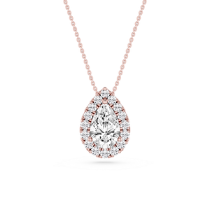 Pear Lab Grown Diamond Halo Slide Pendant - 16 to 18 Inches