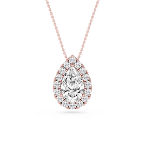 Pear Lab Grown Diamond Halo Slide Pendant - 16 to 18 Inches