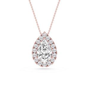 Pear Lab Grown Diamond Halo Slide Pendant - 16 to 18 Inches