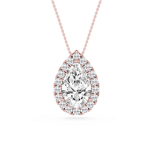 Pear Lab Grown Diamond Halo Slide Pendant - 16 to 18 Inches