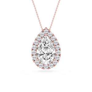 Pear Lab Grown Diamond Halo Slide Pendant - 16 to 18 Inches