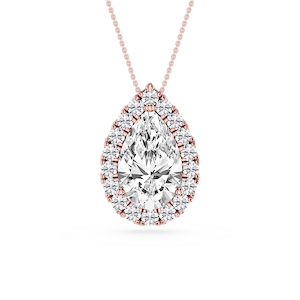 Pear Lab Grown Diamond Halo Slide Pendant - 16 to 18 Inches