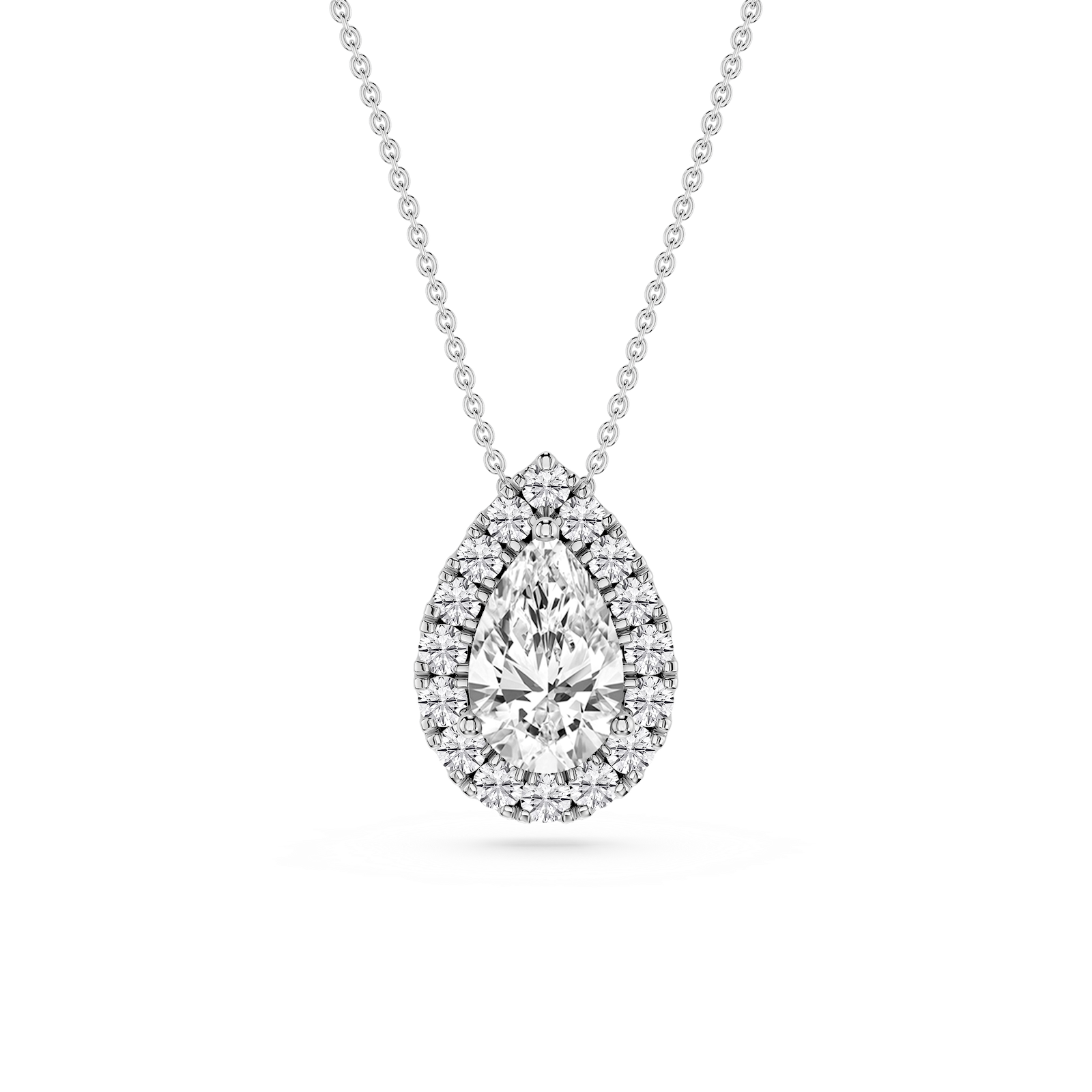Pear Lab Grown Diamond Halo Slide Pendant - 16 to 18 Inches