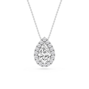 Pear Lab Grown Diamond Halo Slide Pendant - 16 to 18 Inches