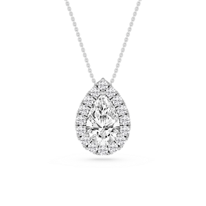 Pear Lab Grown Diamond Halo Slide Pendant - 16 to 18 Inches