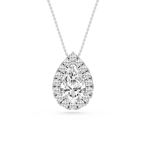 Pear Lab Grown Diamond Halo Slide Pendant - 16 to 18 Inches