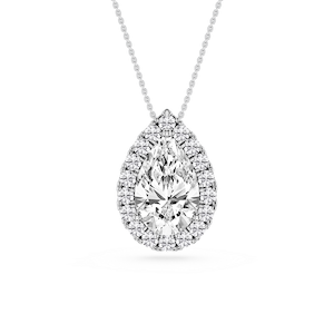 Pear Lab Grown Diamond Halo Slide Pendant - 16 to 18 Inches