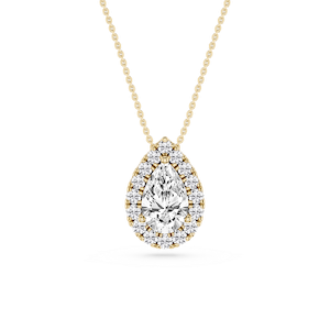 Pear Lab Grown Diamond Halo Slide Pendant - 16 to 18 Inches