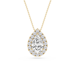 Pear Lab Grown Diamond Halo Slide Pendant - 16 to 18 Inches