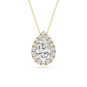 Pear Lab Grown Diamond Halo Slide Pendant - 16 to 18 Inches